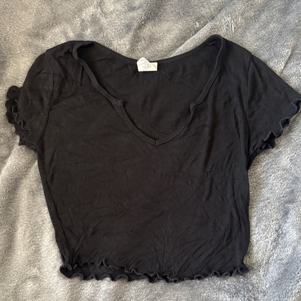 Destined Black V-Neck Crop Top